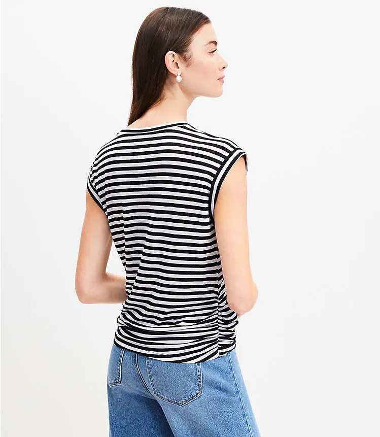 Stripe Knotted Muscle Tank Top