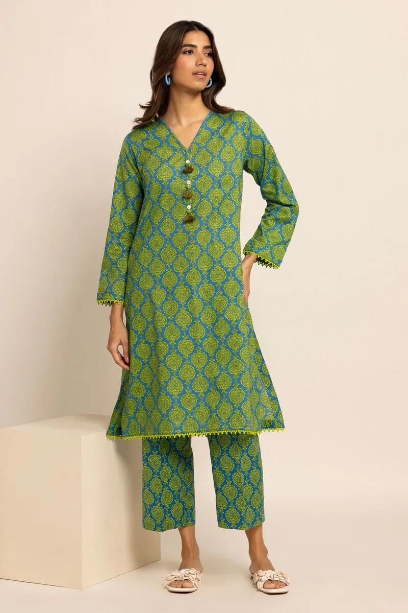 2 Piece | Kurta & Pants | Color Green