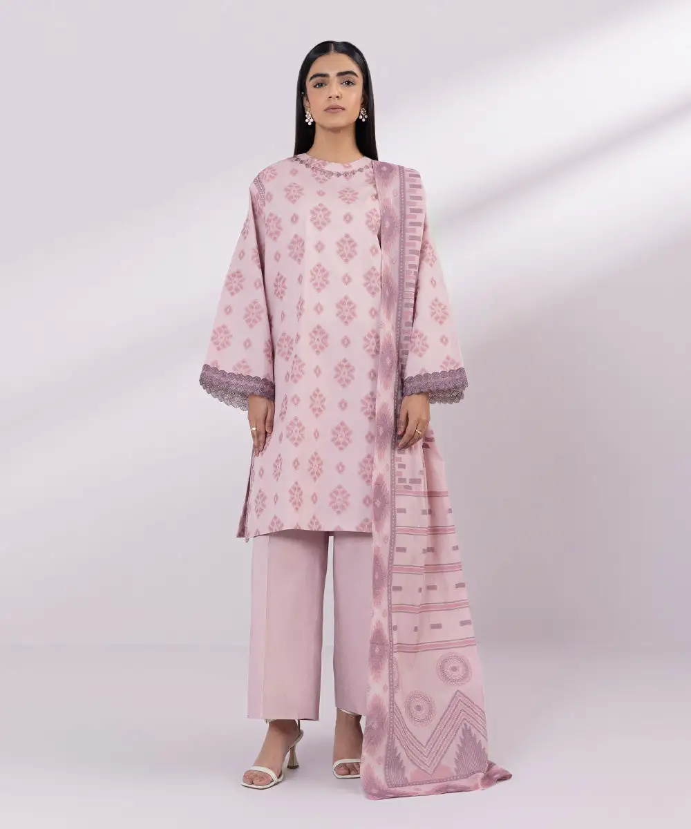 3 Piece - Embroidered Jacquard Suit