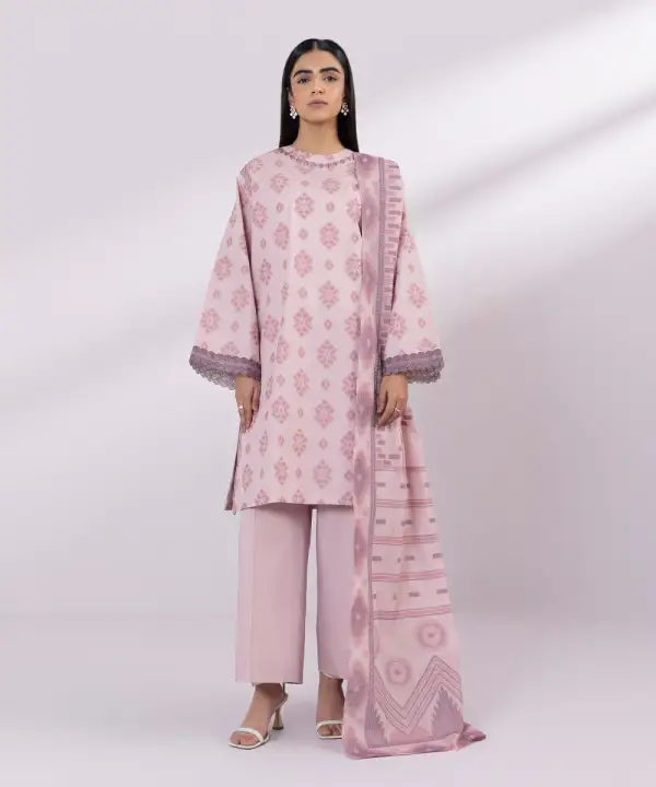 3 Piece - Embroidered Jacquard Suit