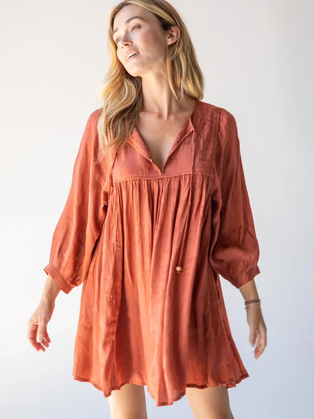 Rose Mini Dress - Rust