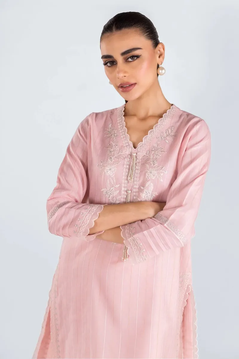 2 Piece Kurta | Embroidered & Pants | Pink