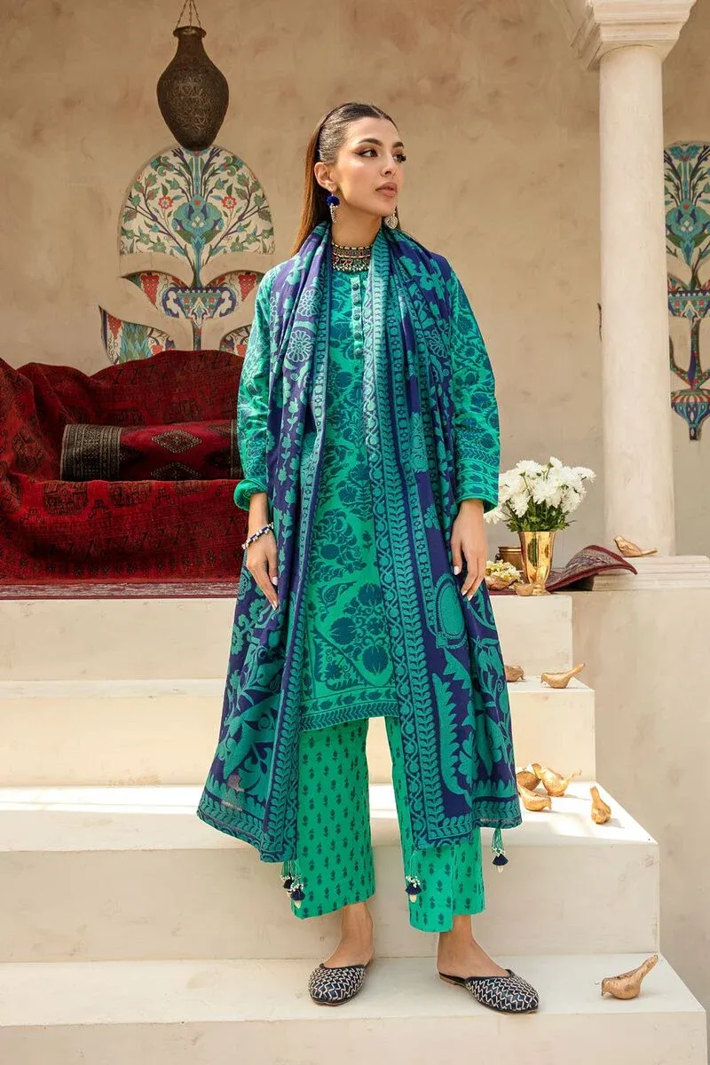 3 Piece Kurta Embroidered | Dupatta& Bottom & Tops | Color dark green