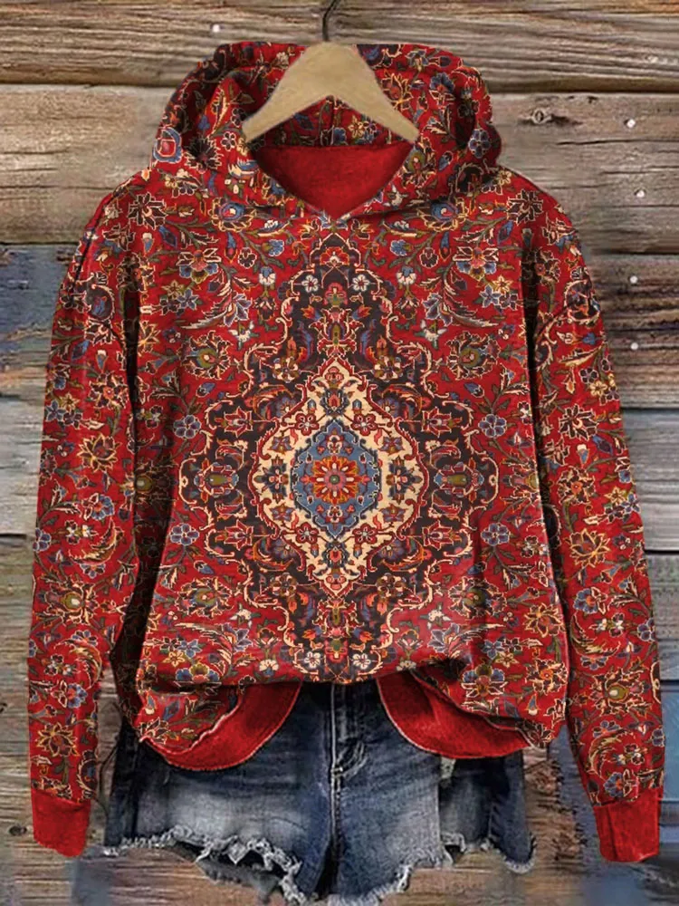 Vintage Ethnic Pattern Cozy Hoodie