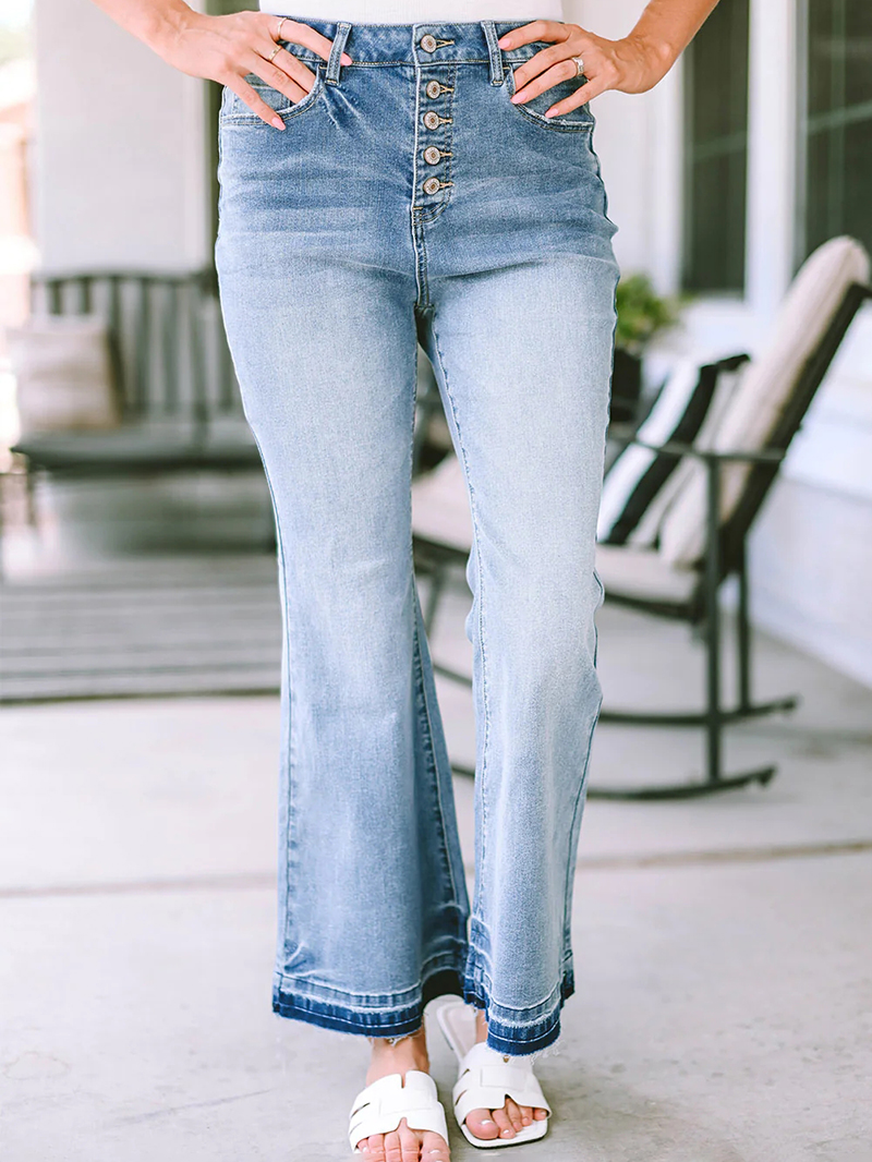 Women's Casual Washed Flared Jeans