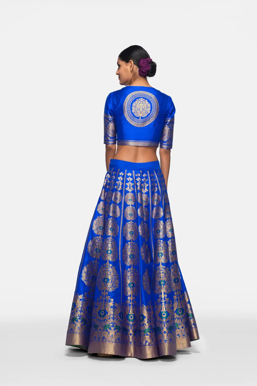 Handwoven Silk Engineered Brocade Lehenga