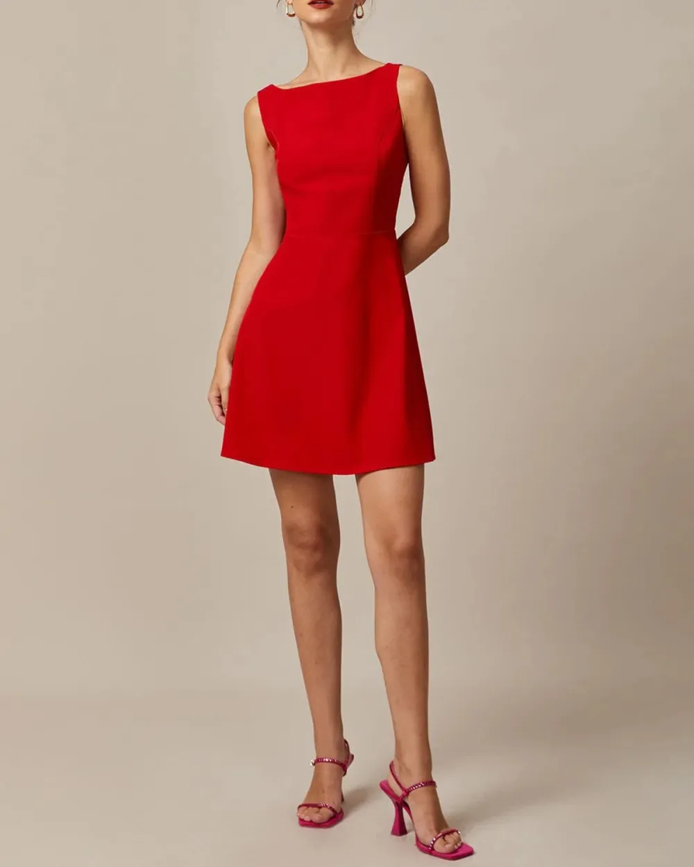 Pure red midi dress