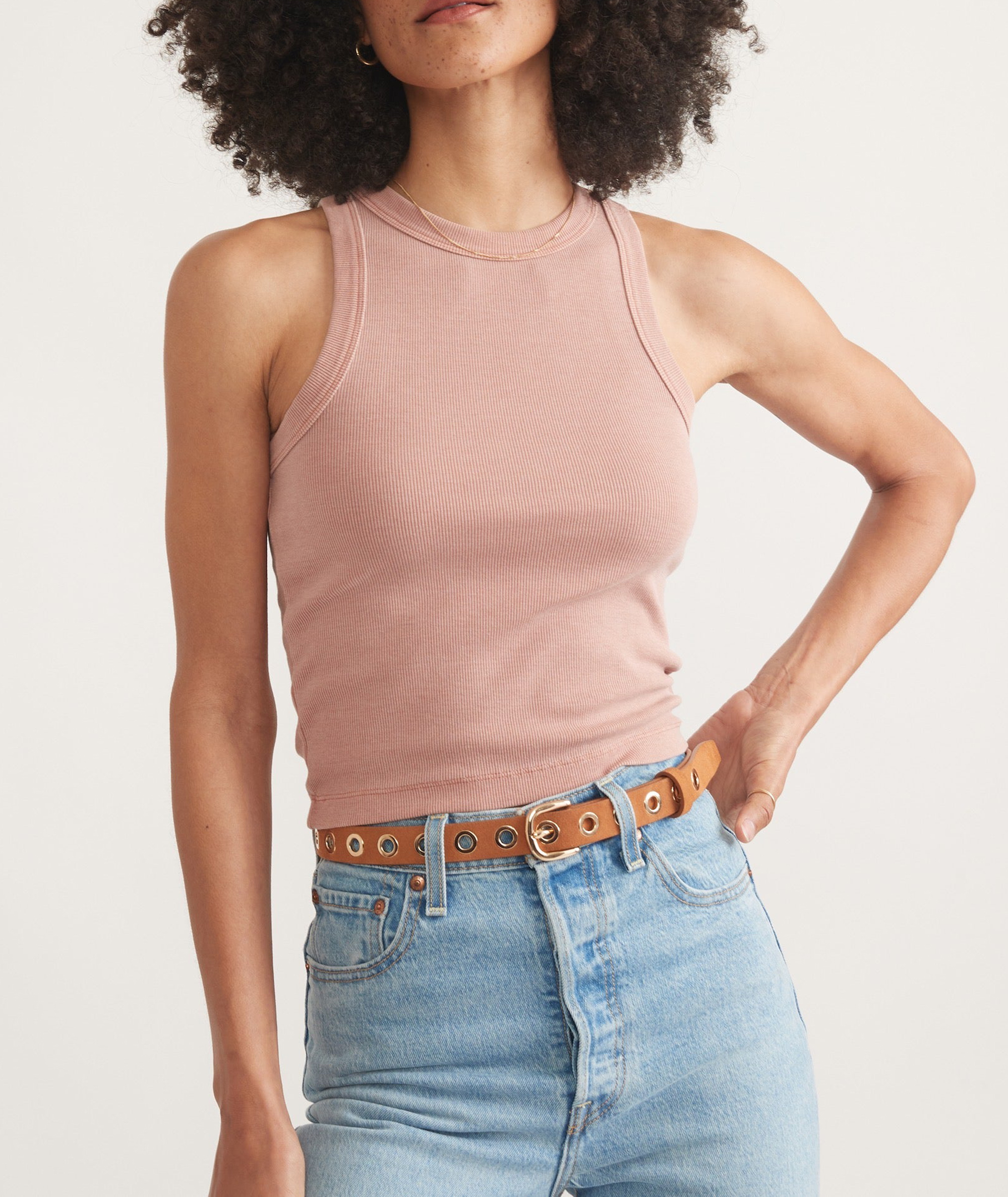 Rust Sun In High Neck Crop Tank