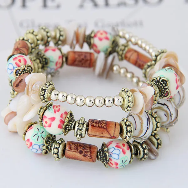 Bohemian Shell Clay Bracelet