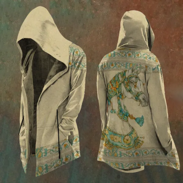 Women'S Western Floral Horse Pattern Hooded Jacket