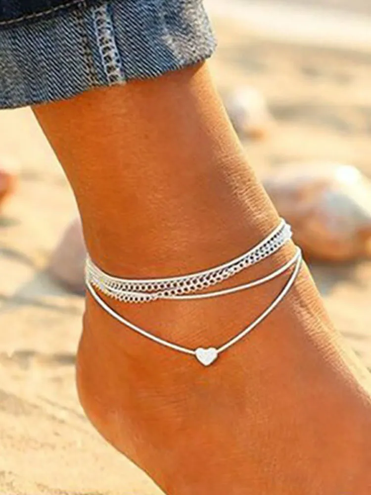 Bohemian Heart Double Chain Anklet