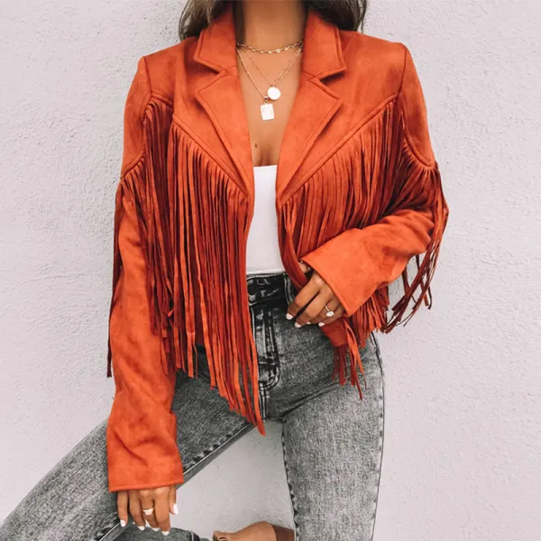 Oversized Solid Fringed Long Sleeve Jacket