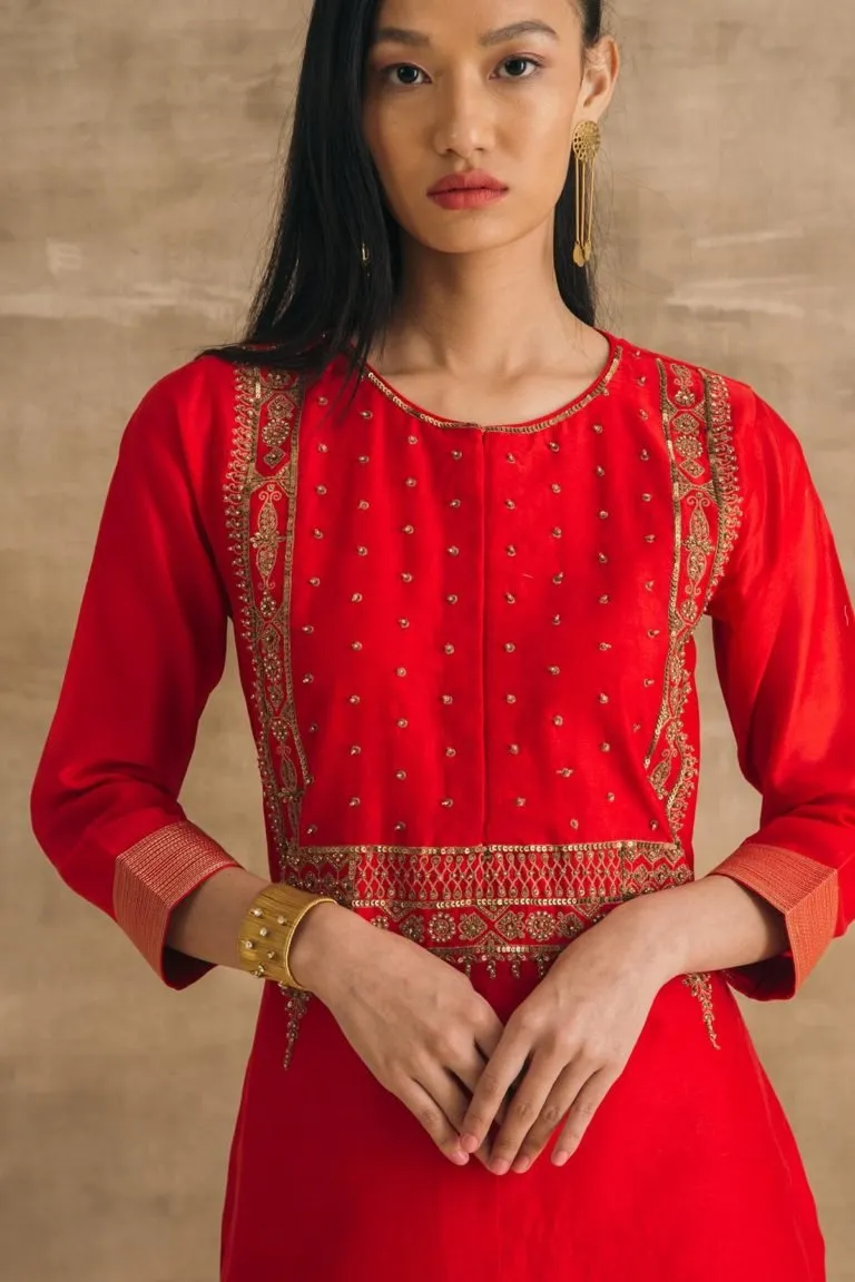 Silk Chanderi Mughal Jaal Kurta Set