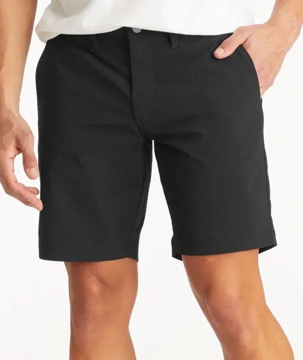 Black Straight-Leg Cotton 5-Point Shorts