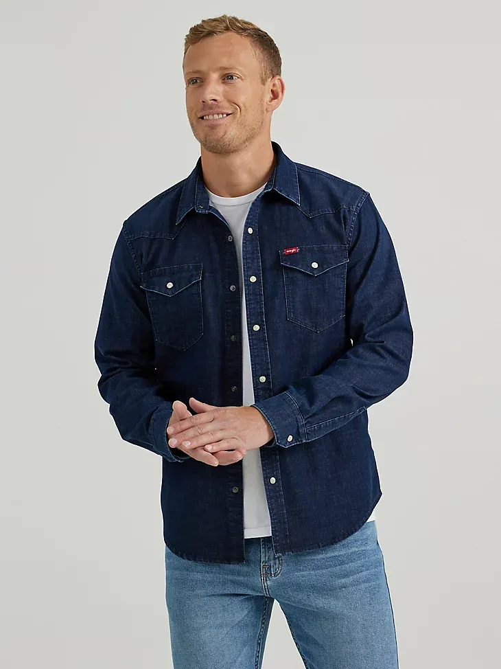 MEN'S COWBOY WASH DENIM SHIRT IN ECRU CREAM