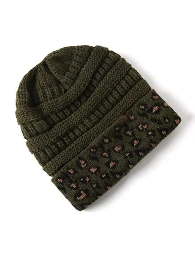 🔥Buy 3 Get 10% Off🔥Women's Western Retro Leopard Print Stitching Design Beanie (Without Logo)