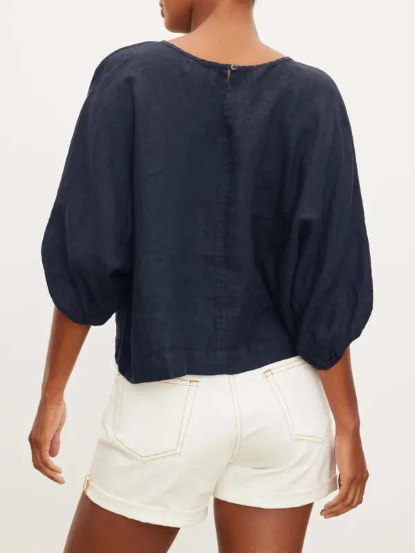 Cass Linen Crew Neck Top