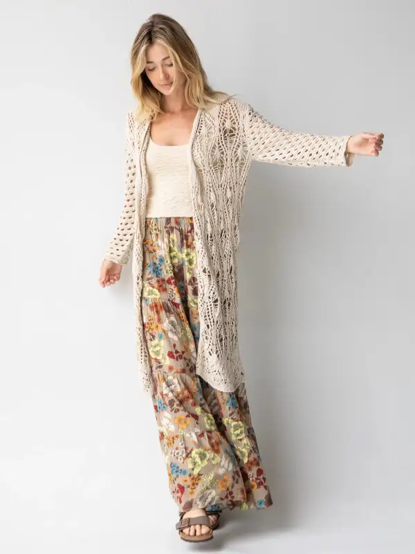 Abigail Crochet Duster - Cream