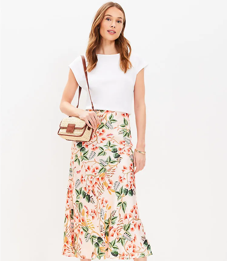 Leafed Bias Midi Skirt