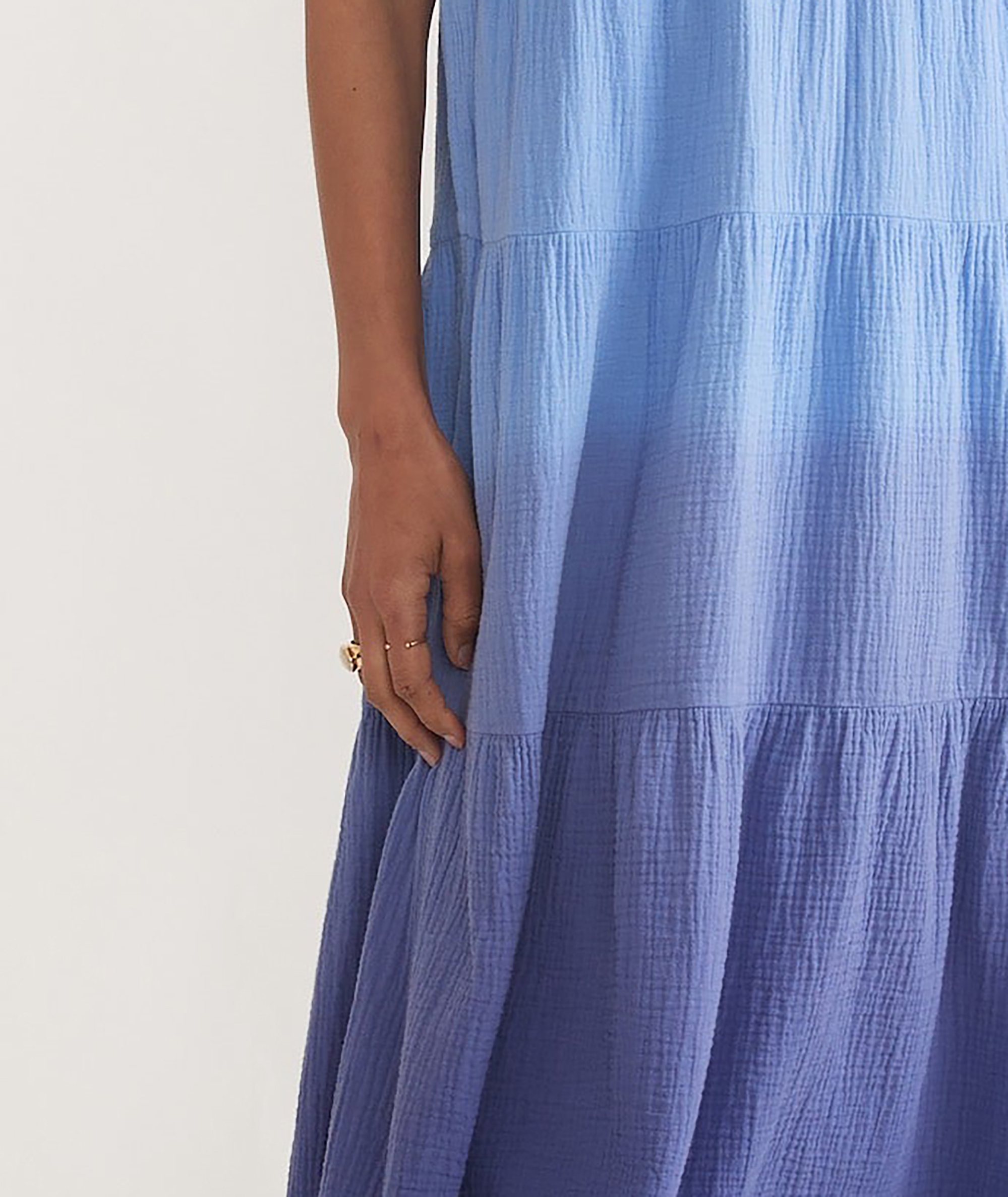 Sapphire Dip Dye Corinne Double Cloth Maxi Dress