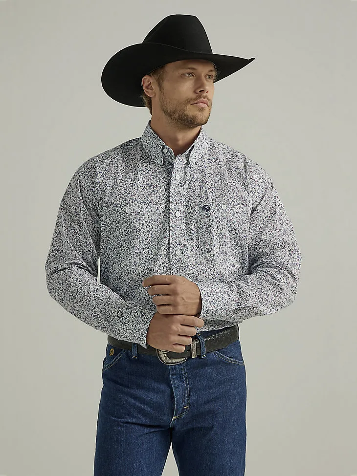 MEN'S GEORGE STRAIT® LONG SLEEVE TWO POCKET BUTTON DOWN PRINT SHIRT IN GREY