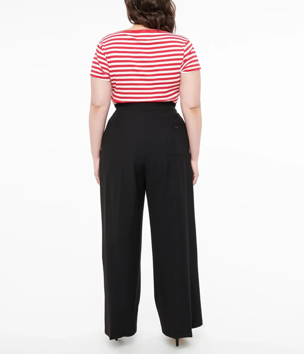 Hell Bunny 1940s Plus Size Black Ginger Trousers