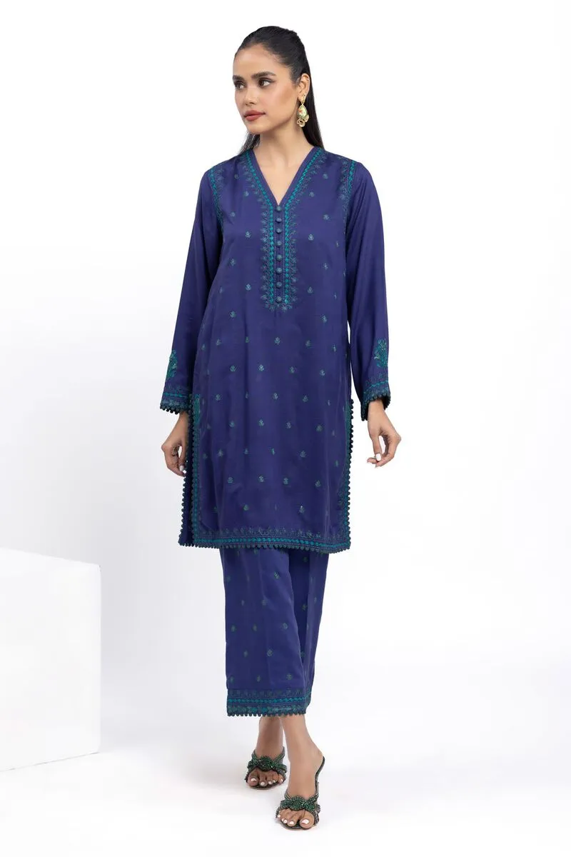 2 Piece Kurta Embroidered | Kurta & Pants | Color Deep Blue