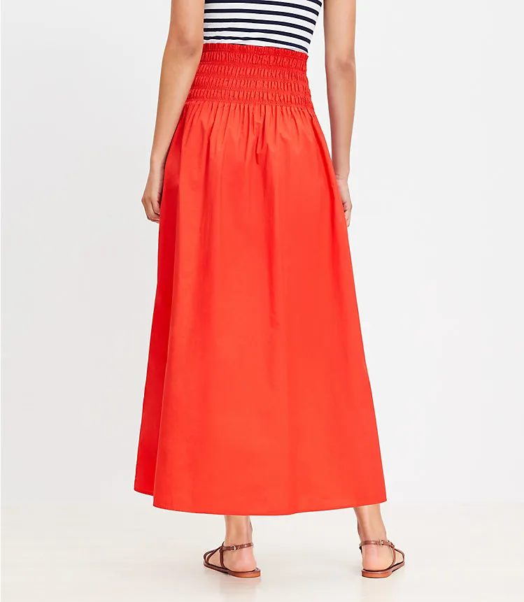 Poplin Smocked Maxi Skirt