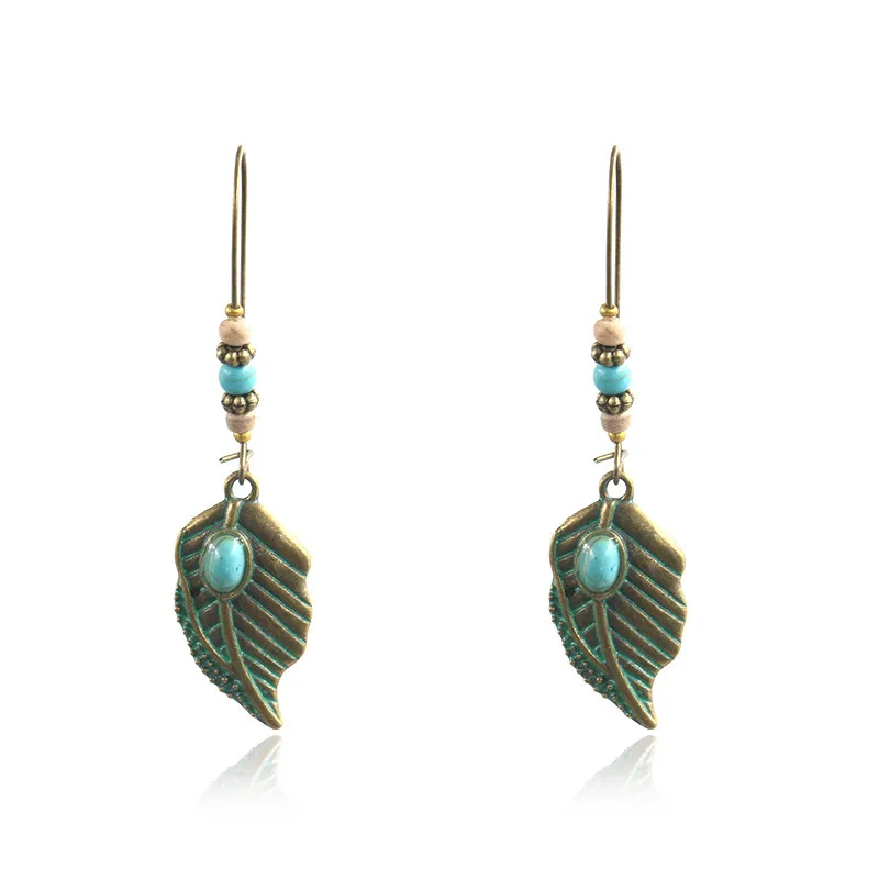 Alloy Creative Big Ear Hook Turquoise Earrings