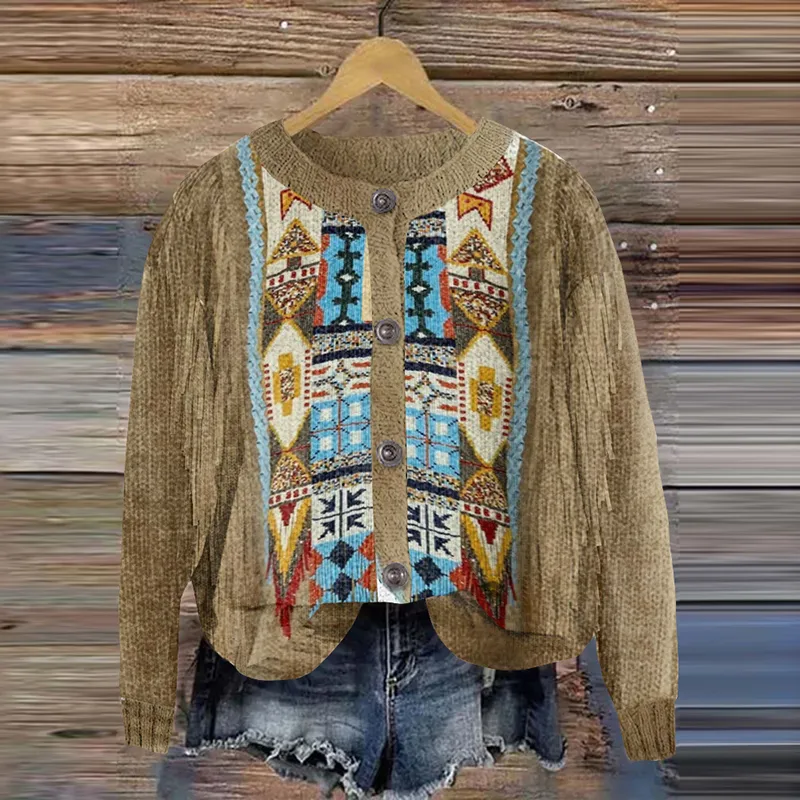 Native American Pattern Women'S Cardigan Sweater