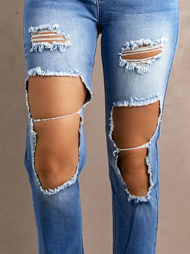 Women's ripped gradient jeans