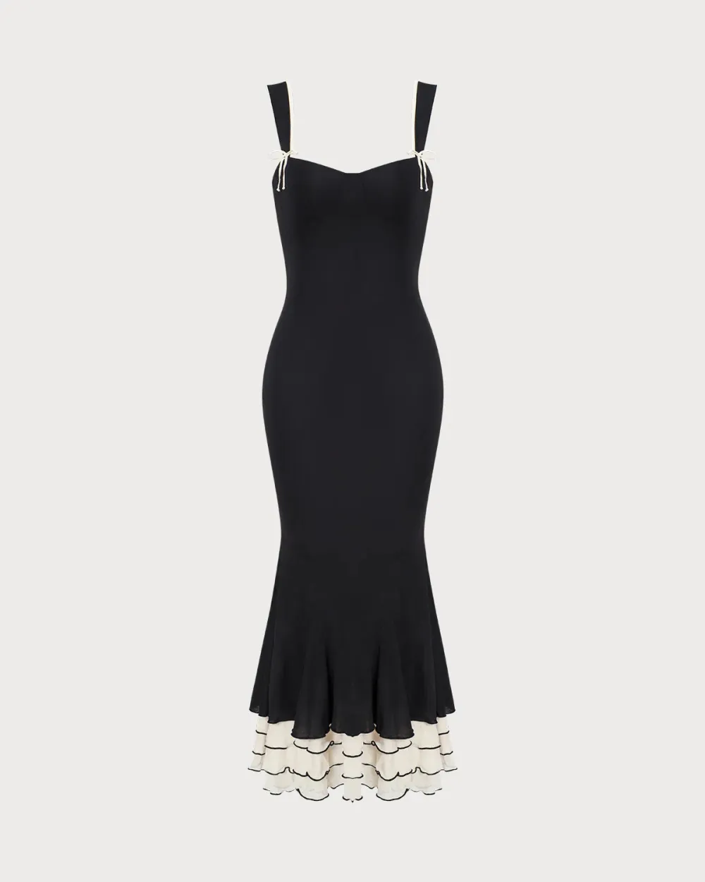 Black fishtail suspender dress