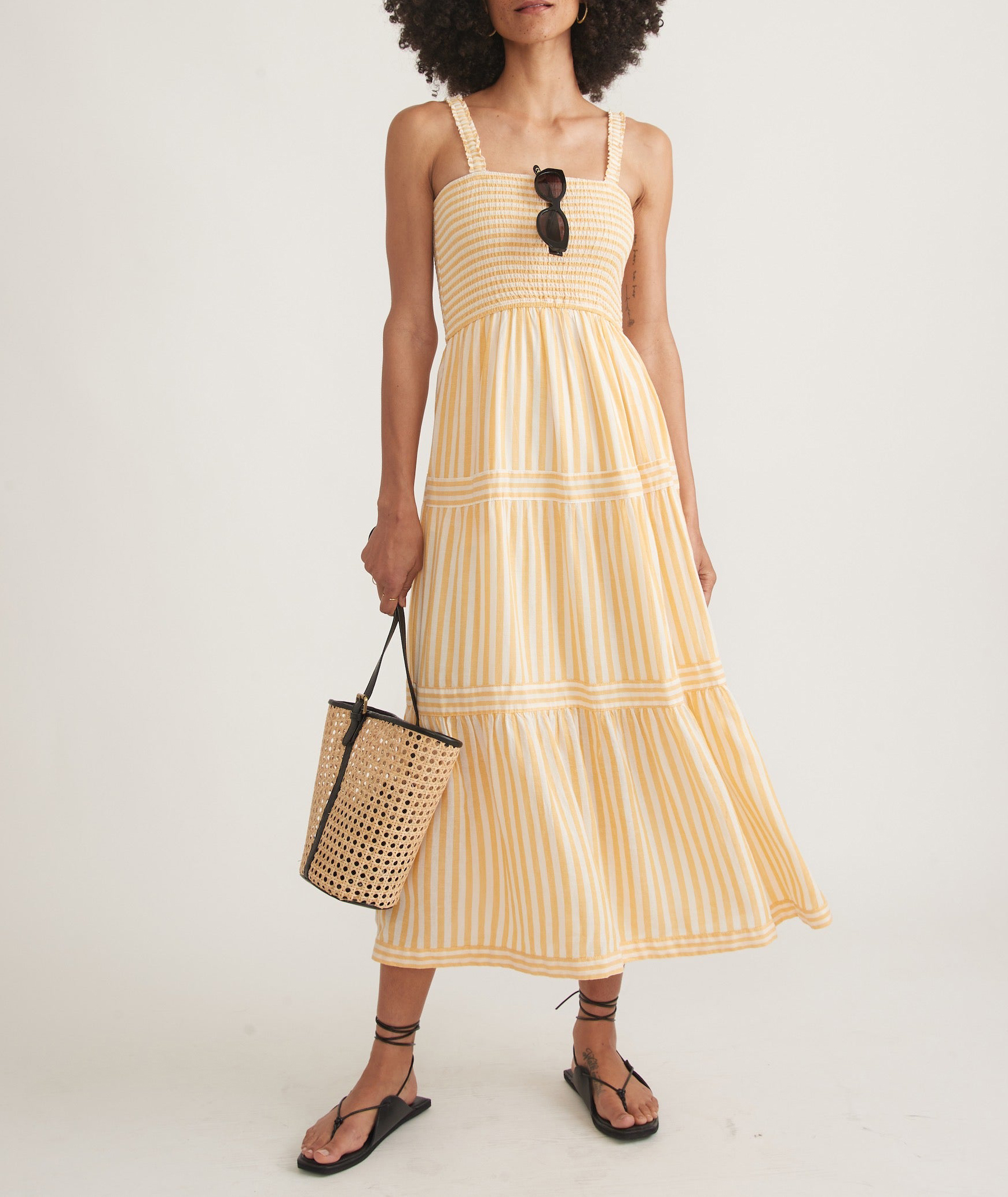 Golden Yellow Stripe Maxi Dress