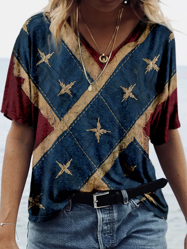 Vintage Embroidered Rebel Flag Inspired T Shirt