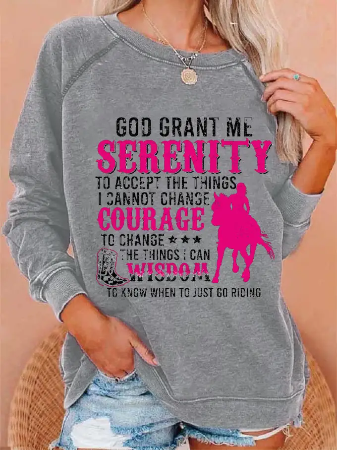 Women's Western Horse Lover God Grant Me Serenity Printed Sweatshirt