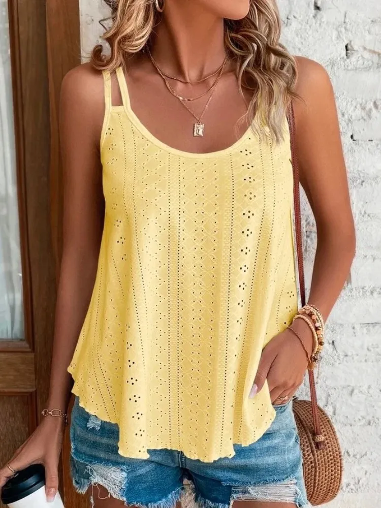 Knitted Jacquard A Line Flowy Tank Top