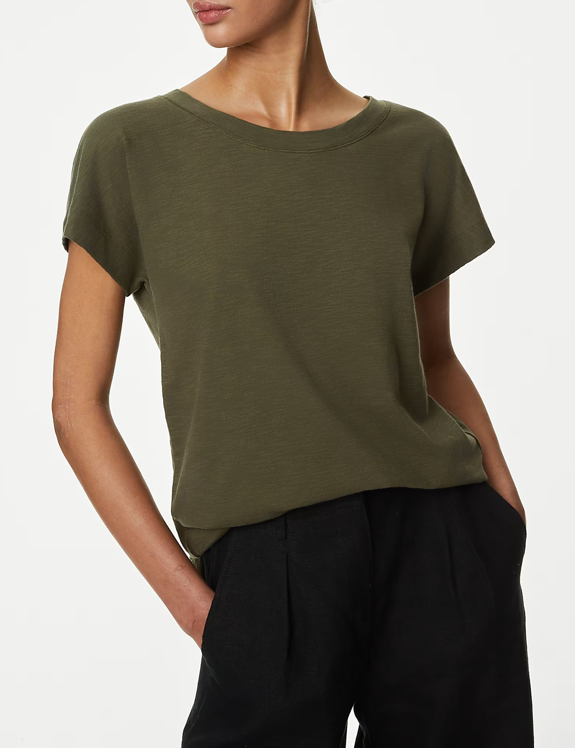 Pure Cotton Everyday Fit Slash Neck T-shirt