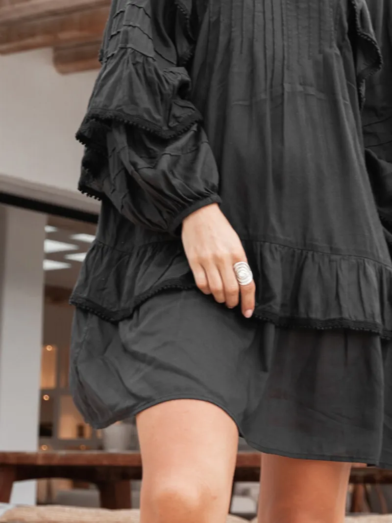 ruffled long sleeve dress