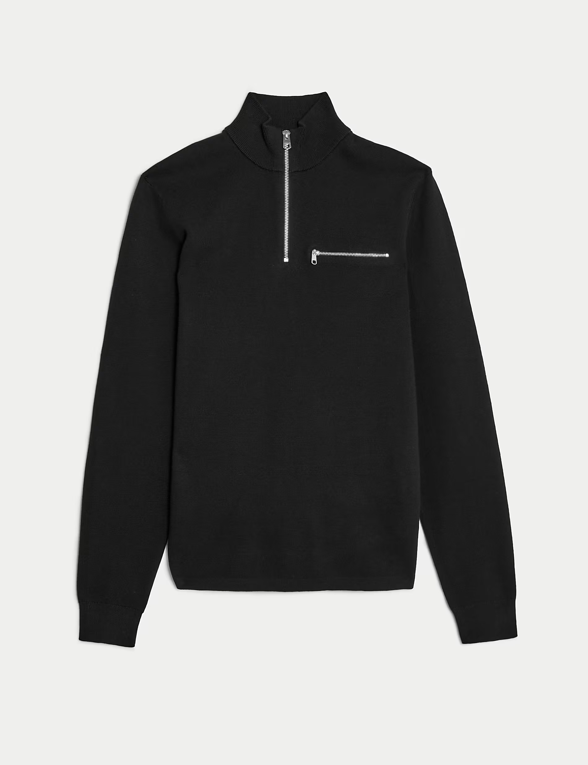 Cotton Rich Funnel Neck Half Zip Jumper