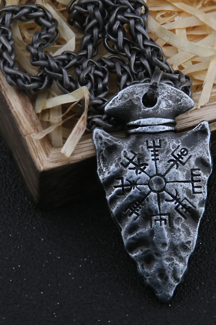 Vintage Compass Rune Hammer Necklace