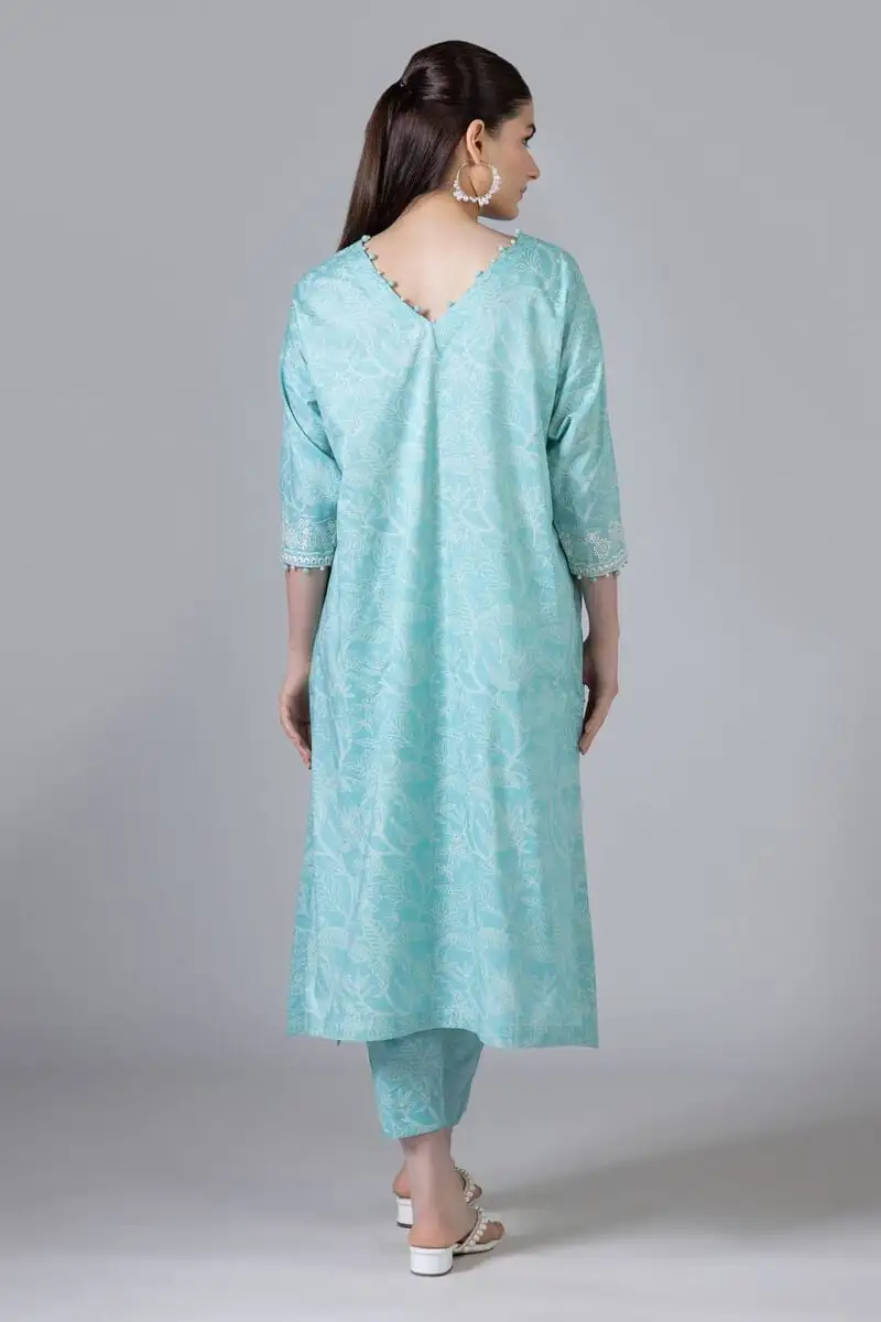 3 Piece Kurta Embroidered | Dupatta& Bottom & Tops | Color light green