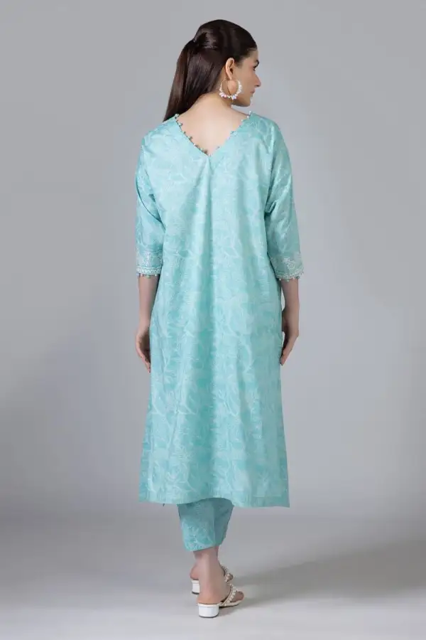 3 Piece Kurta Embroidered | Dupatta& Bottom & Tops | Color light green