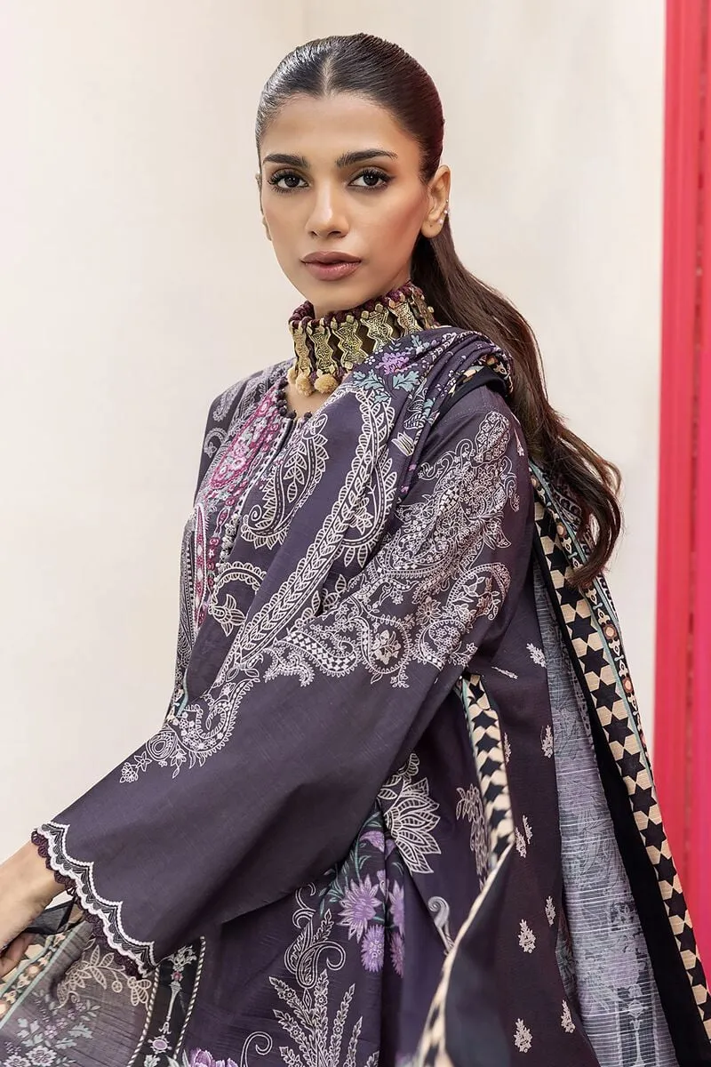 3 Piece Kurta Embroidered | Dupatta& Bottom & Tops | Color Dark Purple