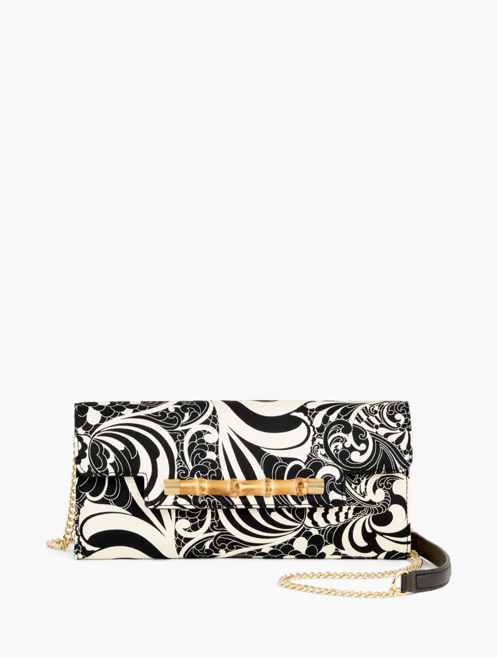 Sateen Twirling Floral Bamboo Clutch