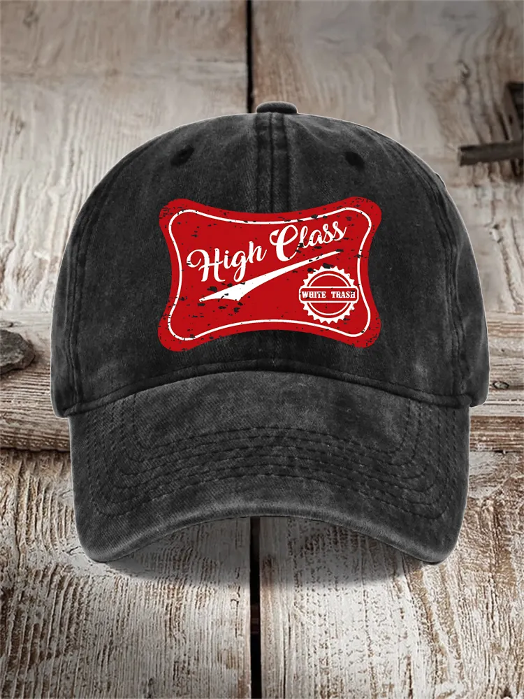 Unisex Vintage High Class White Trash Washed Cap