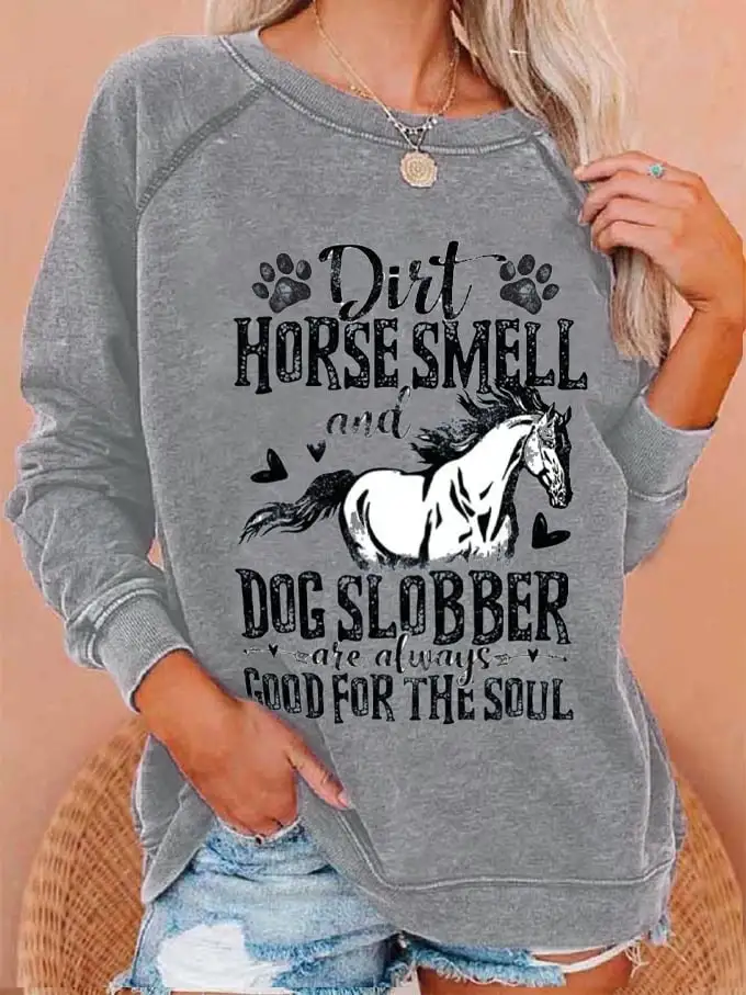 🔥Buy 3 Get 10% Off🔥Women's Western Dirt Horse Smell Dog Slobber Rider Equestrian Printed Sweatshirt