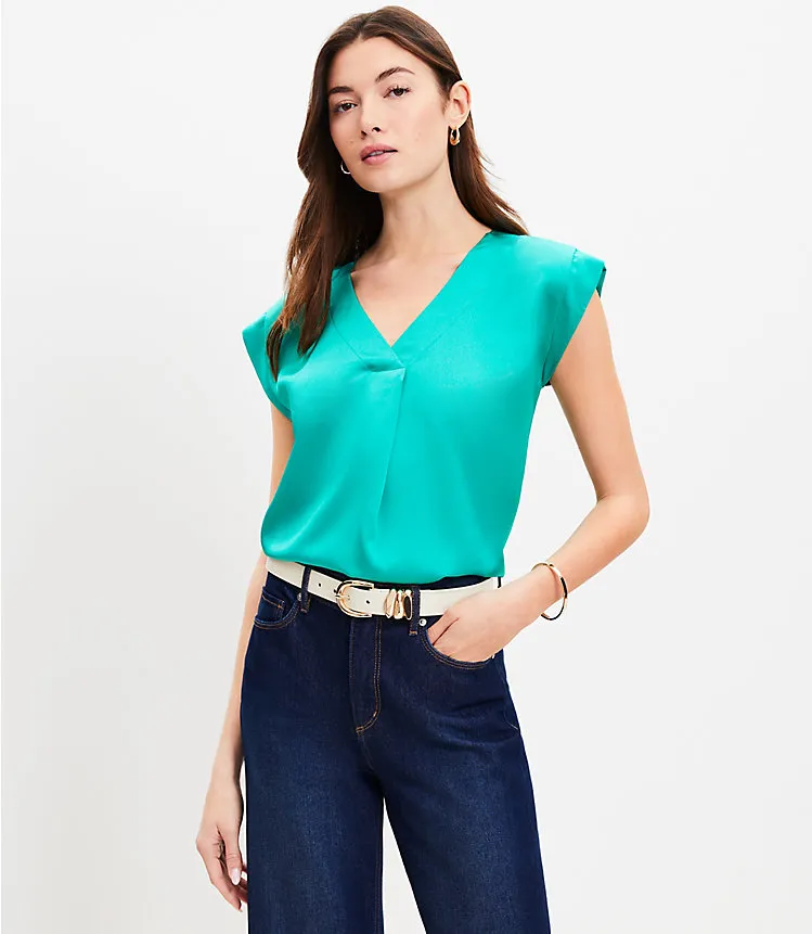 Tapered Sleeve V-Neck Top