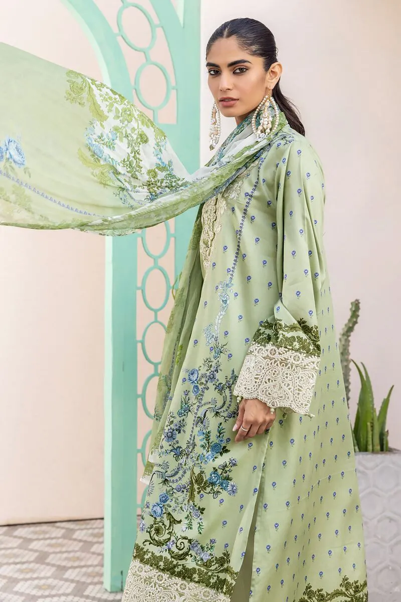 3 Piece Kurta Embroidered | Dupatta& Bottom & Tops | Color light green