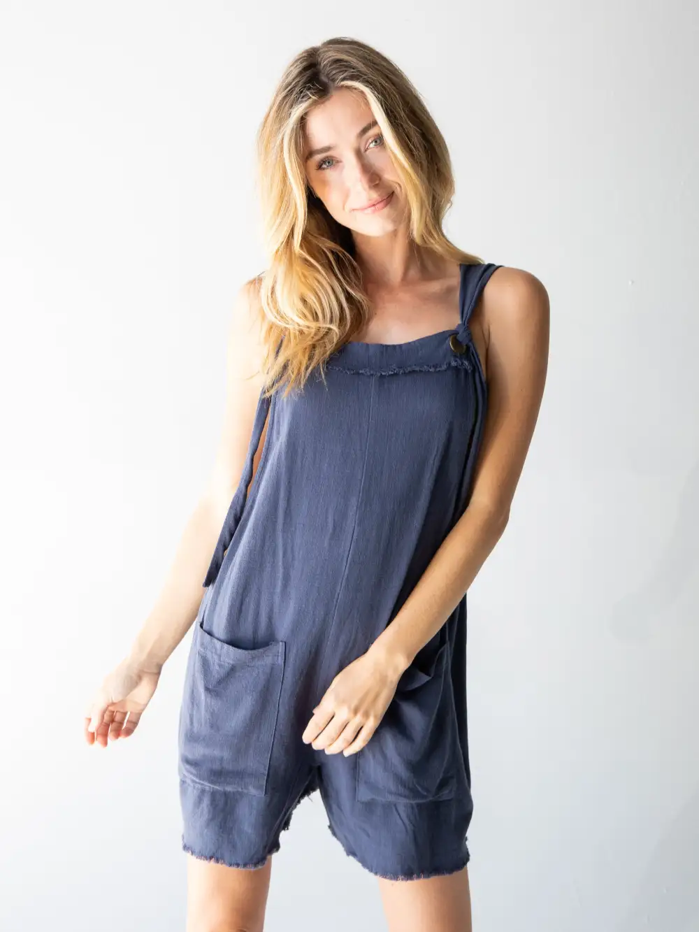 Carly Overall Romper - Navy