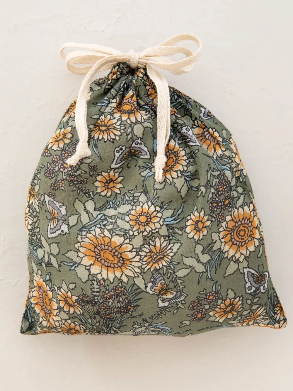 Cotton Tunic-In-A-Bag - Green Sunflower Butterflies